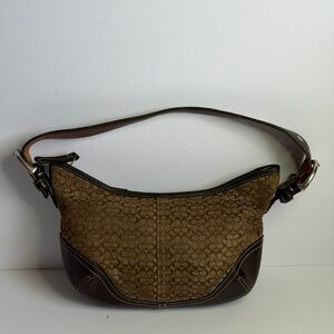 Coach Y2K SoHo Hobo Brown Signature Monogram Shoulder Bag Small